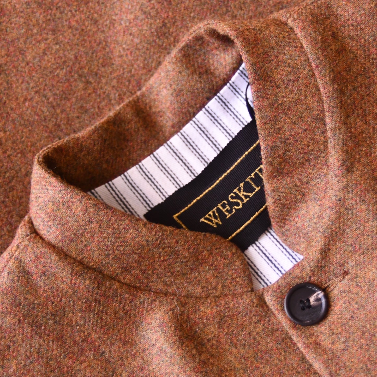 40" Classic Cut Waistcoat in Brown and Orange Finely Woven Tweed