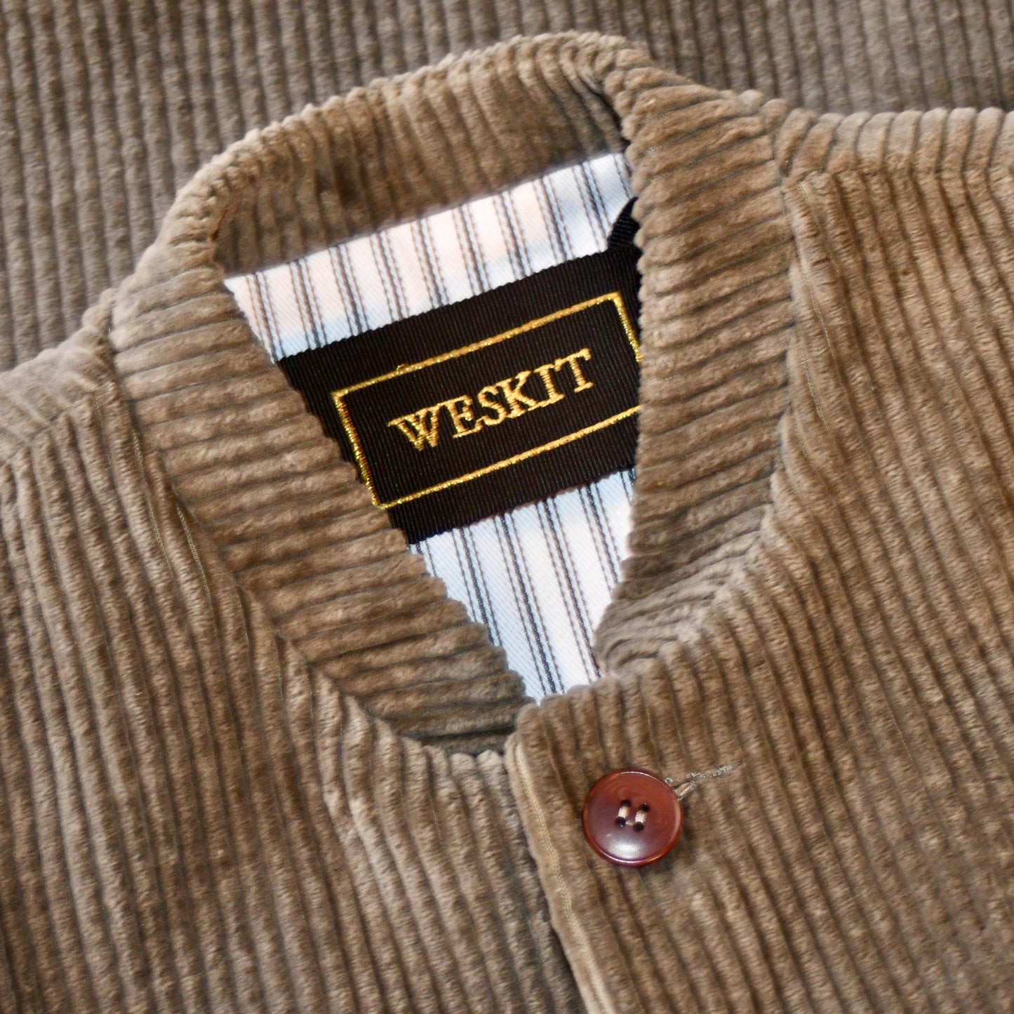 Tailored Cut Waistcoat in Khaki Corduroy