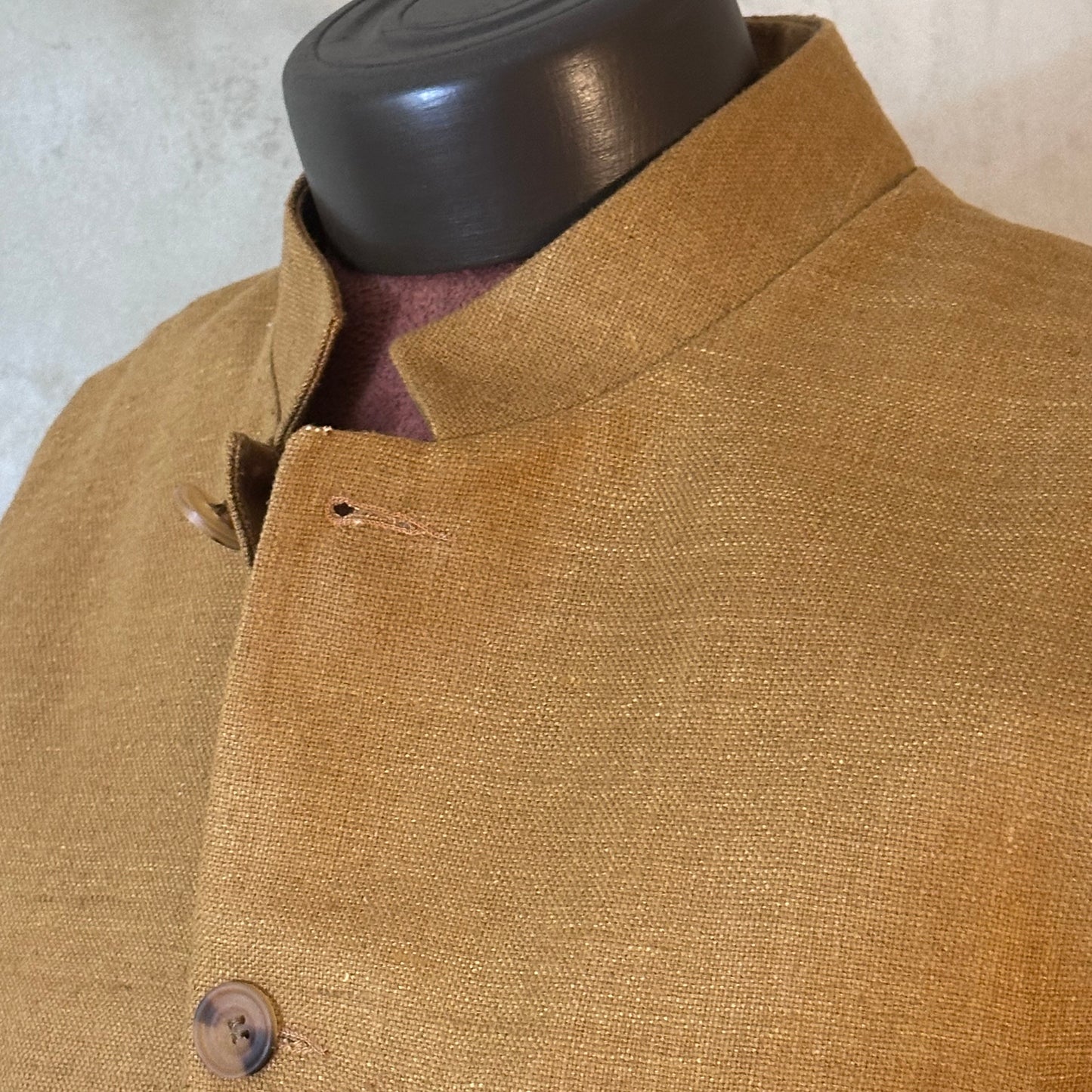 Tailored Cut Waistcoat in Darker Straw Silk Matka