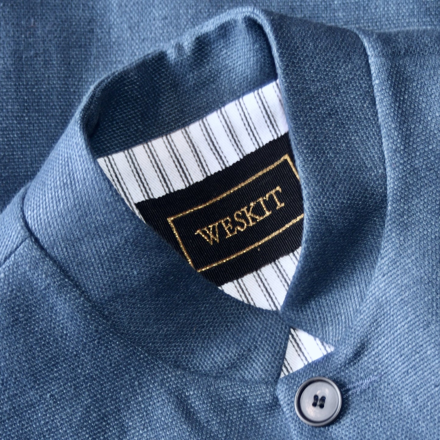 Ladies Longer Length Waistcoat in Indigo Heavier Weight Linen