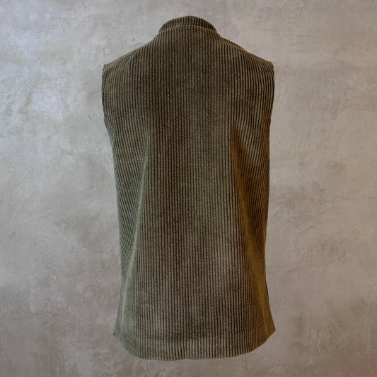 Classic Cut Waistcoat in Khaki Corduroy