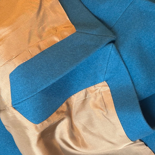 Classic Cut Waistcoat in Petrol Blue Merino Melton