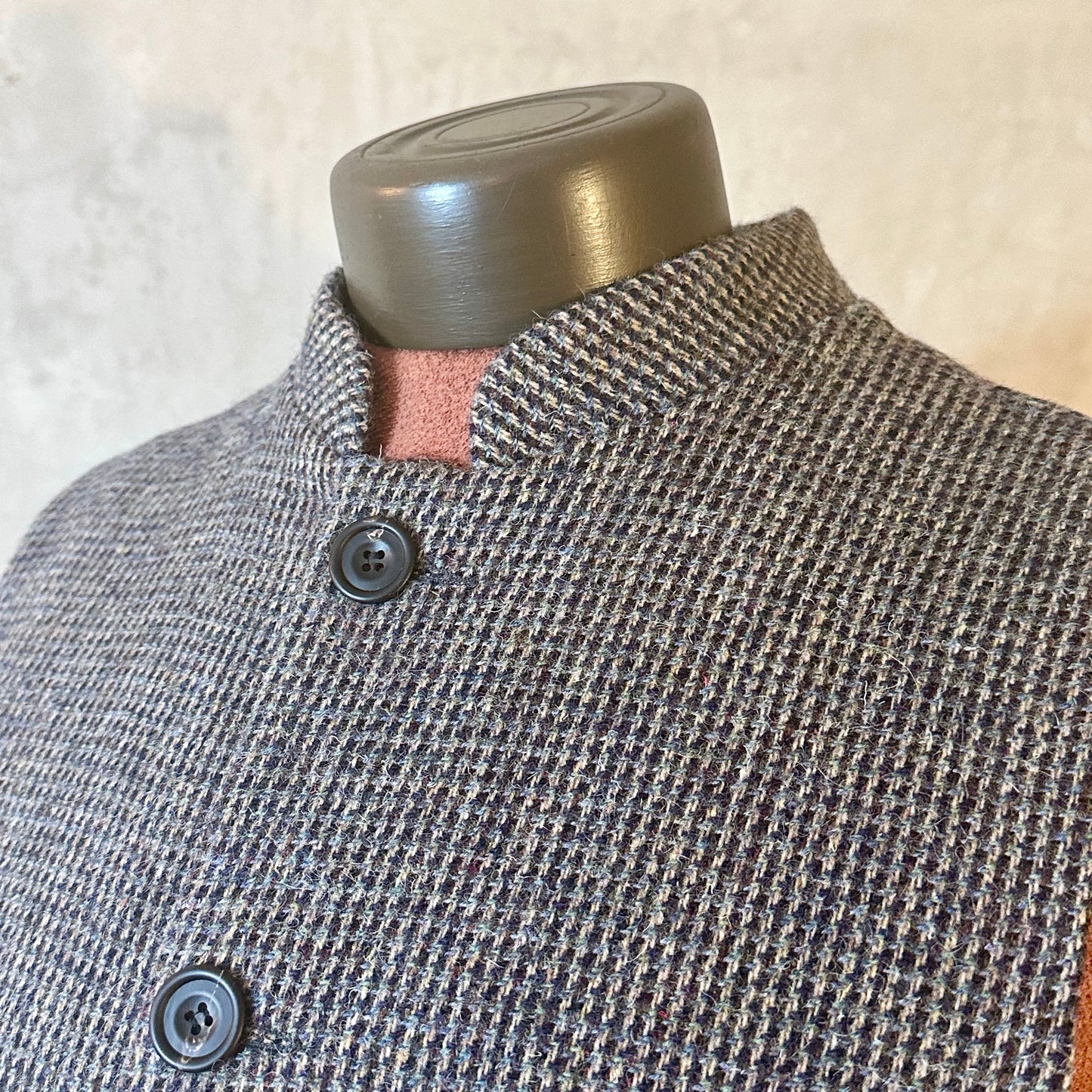 Tailored Cut Waistcoat in Small Blue Lovat Check