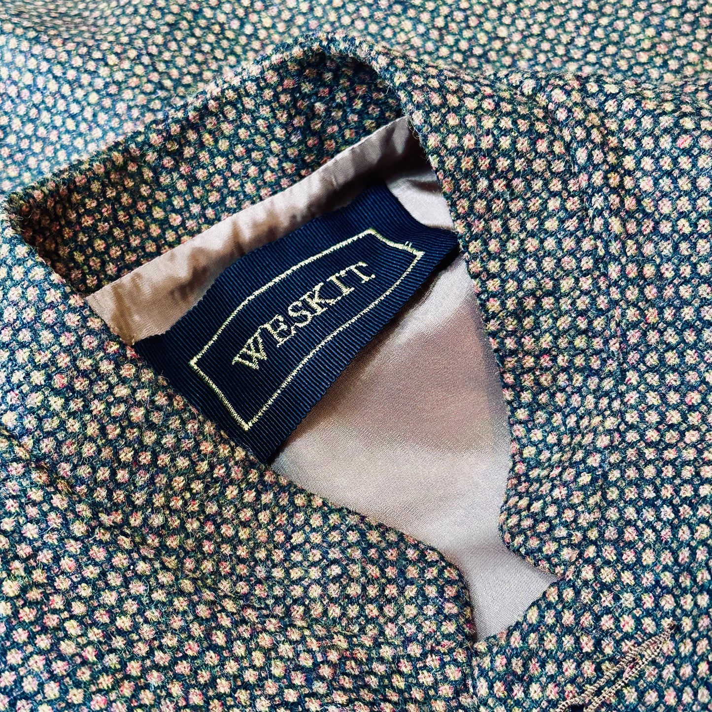 Classic Cut Waistcoat in Orange Green Tiger Eye Tweed