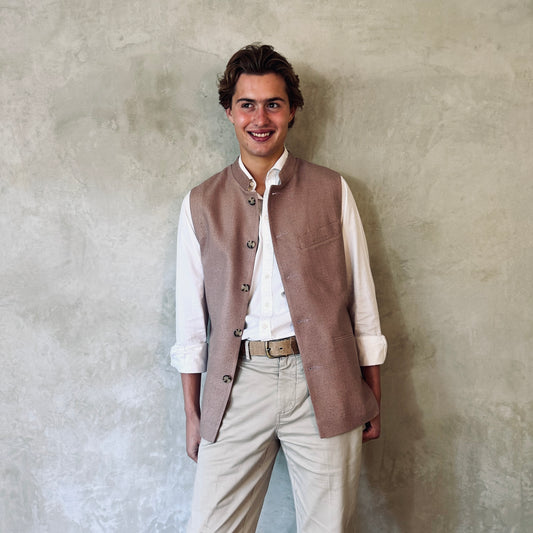 40" Tailored Waistcoat in Antique Rose Silk Matka