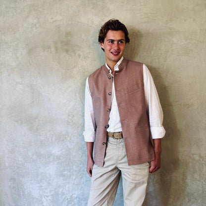 Classic Cut Waistcoat in Antique Rose Silk Matka