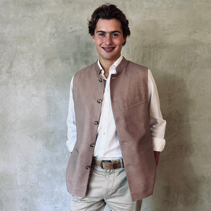 Classic Cut Waistcoat in Antique Rose Silk Matka