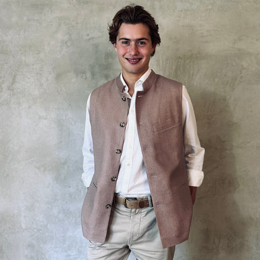 Classic Cut Waistcoat in Antique Rose Silk Matka