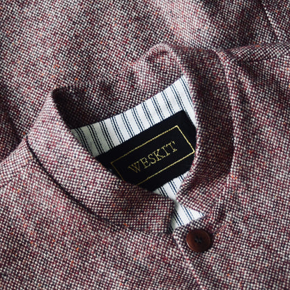 Tailored Cut Waistcoat in Finely Woven Bloodshot Hopsack Tweed