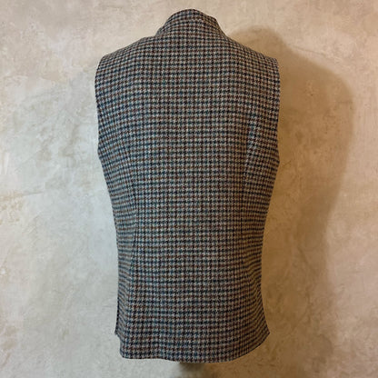 Tailored Cut Waistcoat in Blue-Grey Lovat Check Tweed