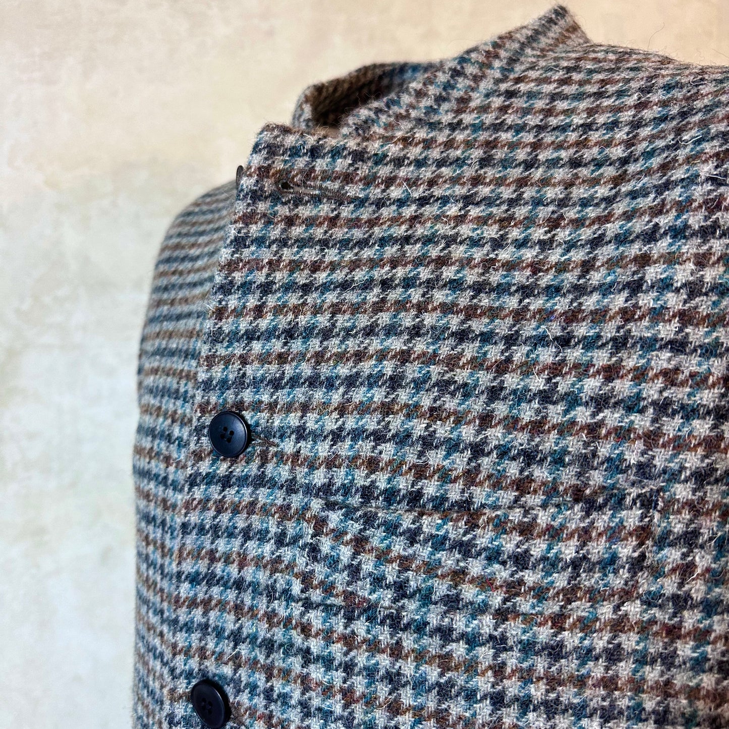 Classic Cut Waistcoat in Blue-Grey Lovat Check Tweed