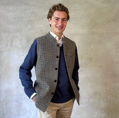 42" Tailored Cut Waistcoat in Mist Check Lovat Tweed