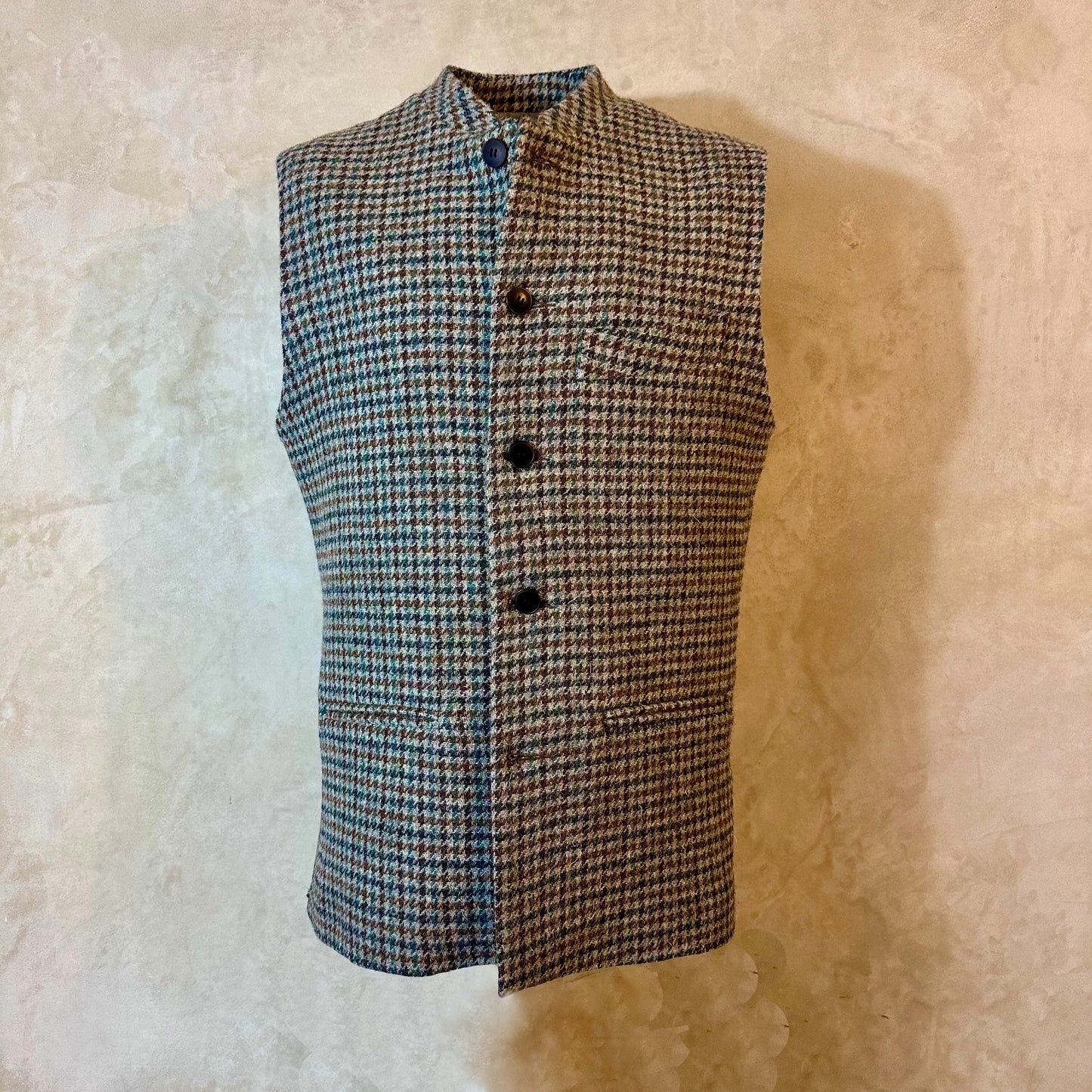 42" Tailored Cut Waistcoat in Mist Check Lovat Tweed