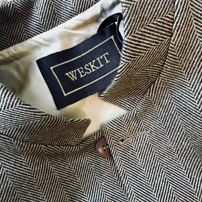 Tailored Cut Brown-Black Herringbone Cashmere Mix Flannel