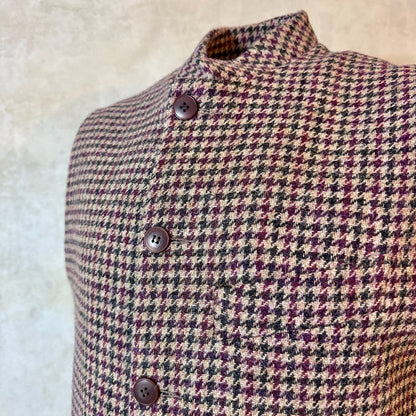 Classic Cut Waistcoat in Camel Check Lovat Tweed