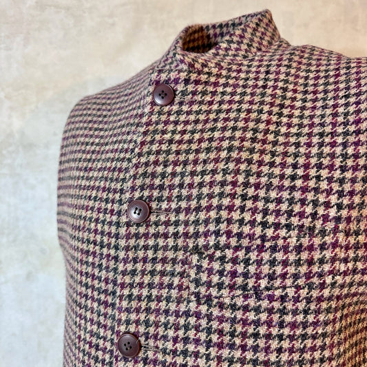 Tailored Cut Waistcoat in Camel Check Lovat Tweed