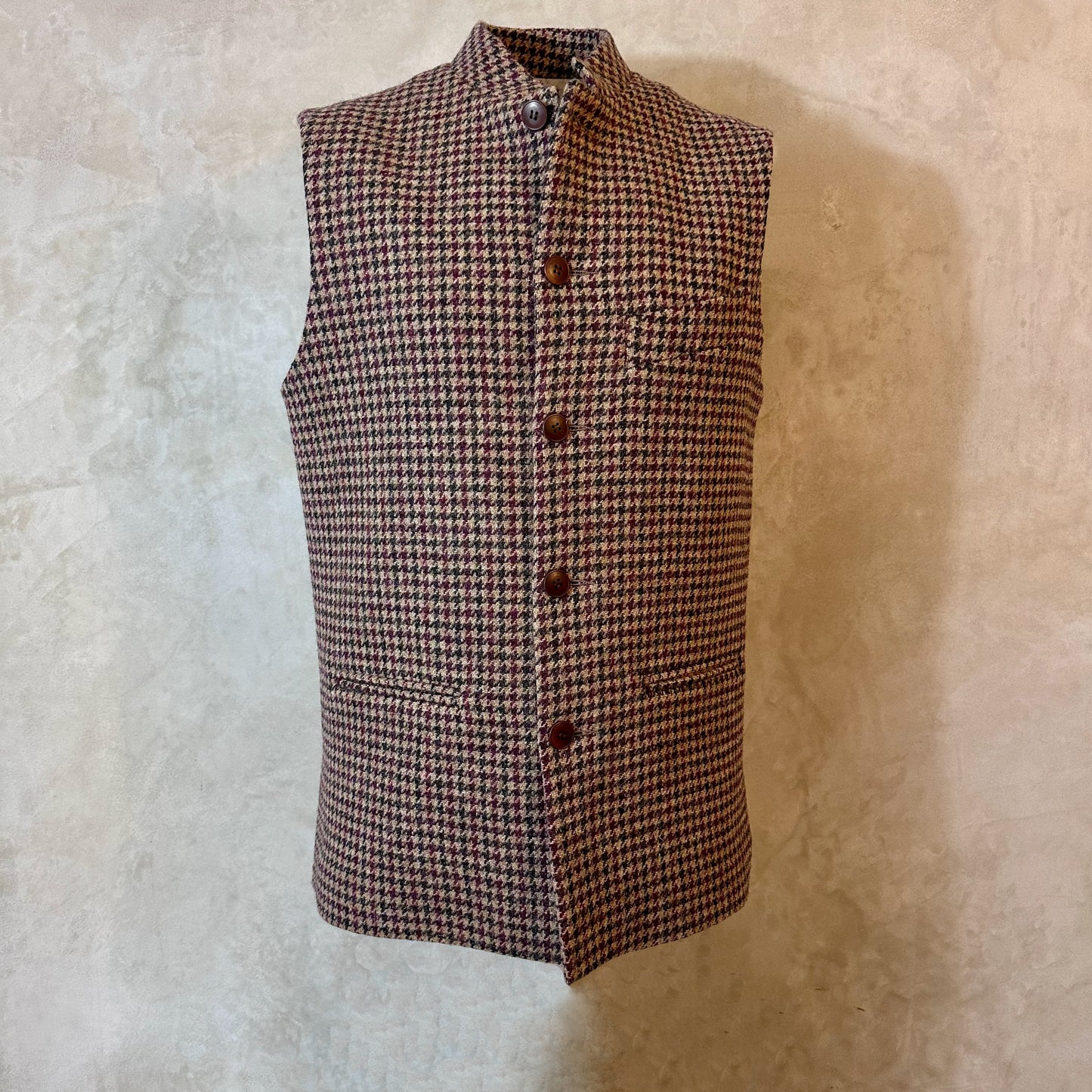 Classic Cut Waistcoat in Camel Check Lovat Tweed