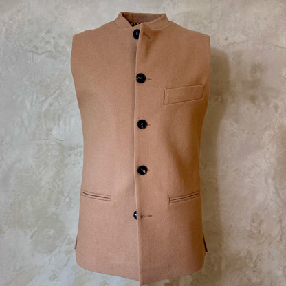 38" Tailored Cut Waistcoat in Camel Merino Melton