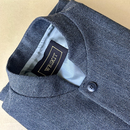 44" Classic Cut Waistcoat in Charcoal Herringbone Lambswool-Cashmere Mix