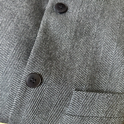 44" Classic Cut Waistcoat in Charcoal Herringbone Lambswool-Cashmere Mix