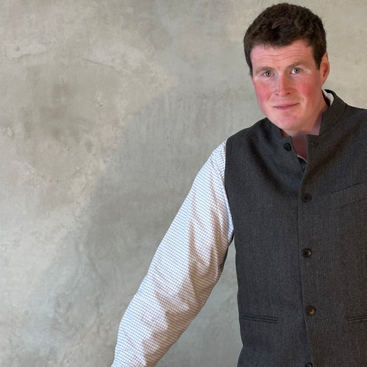 Tailored Cut Charcoal Herringbone Cashmere Mix Flannel