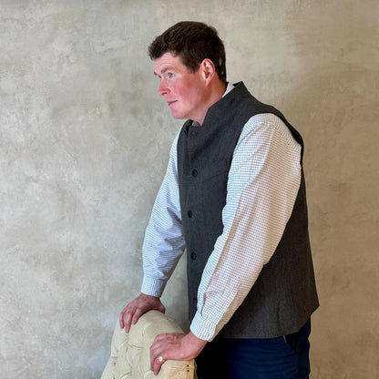 Classic Cut Charcoal Herringbone Cashmere Mix Flannel