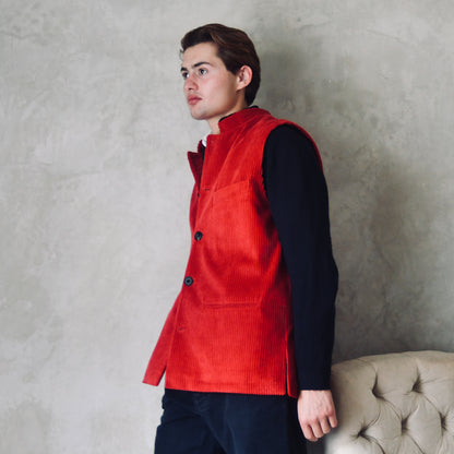 42" Tailored Waistcoat in Claret Corduroy