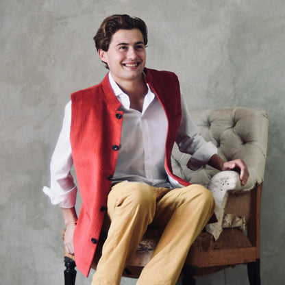 42" Tailored Waistcoat in Claret Corduroy