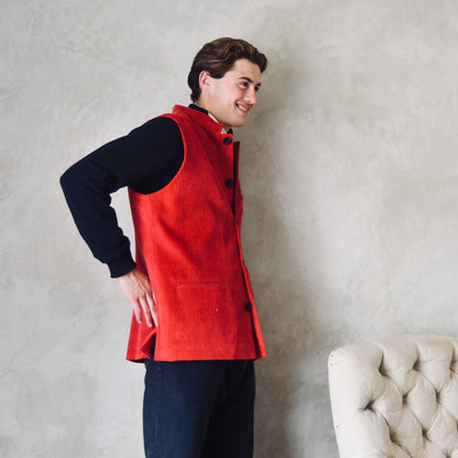 42" Tailored Waistcoat in Claret Corduroy