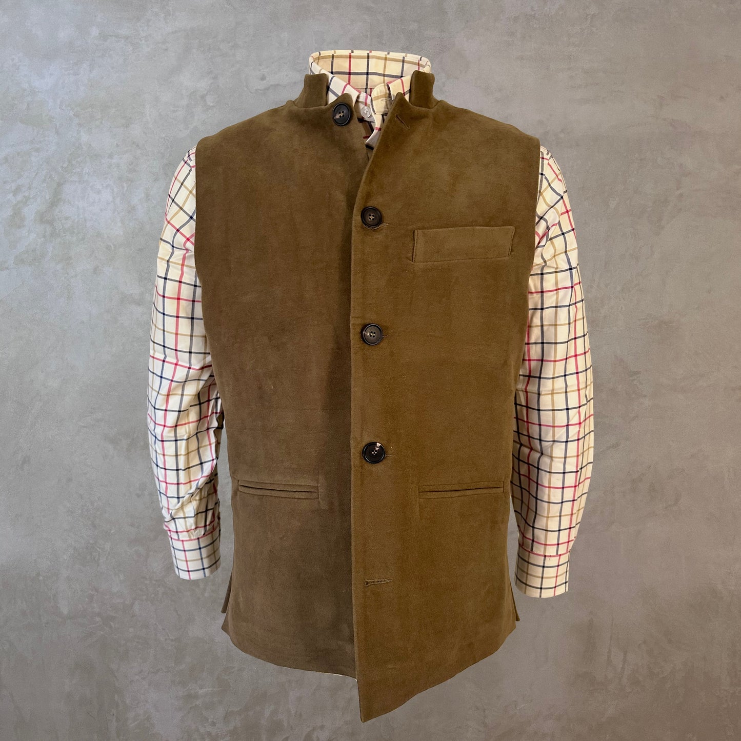 40" Tailored Cut Waistcoat in Khaki Moleskin