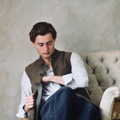 40" Tailored Cut Waistcoat in Khaki Moleskin