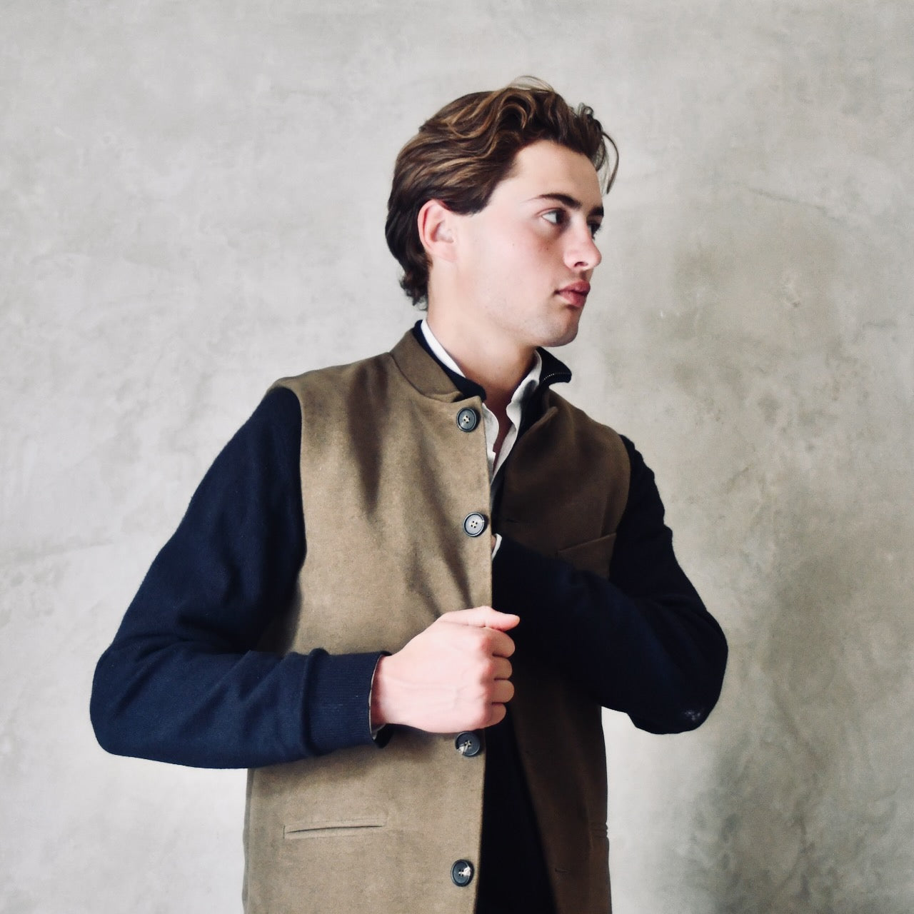 40" Classic Cut Waistcoat in Khaki Moleskin