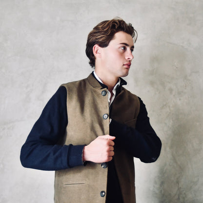 40" Classic Cut Waistcoat in Khaki Moleskin