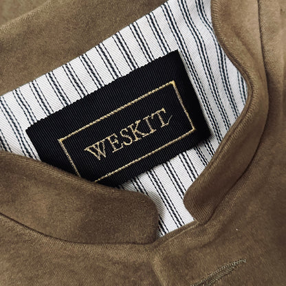 Classic Cut Waistcoat in Khaki Moleskin