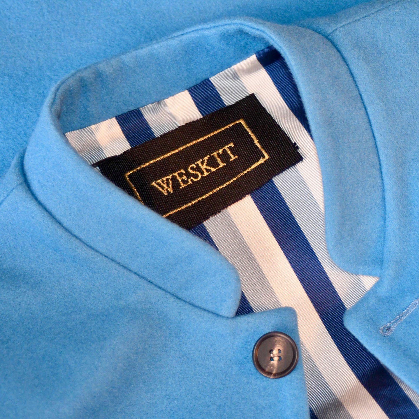 38" Classic Cut Waistcoat in Mid Blue Merino