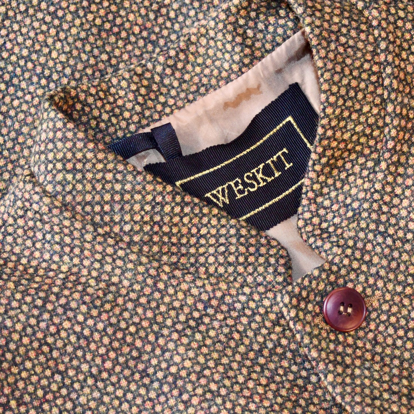 40" Classic Cut Waistcoat in Green and Orange Tiger Eye Tweed
