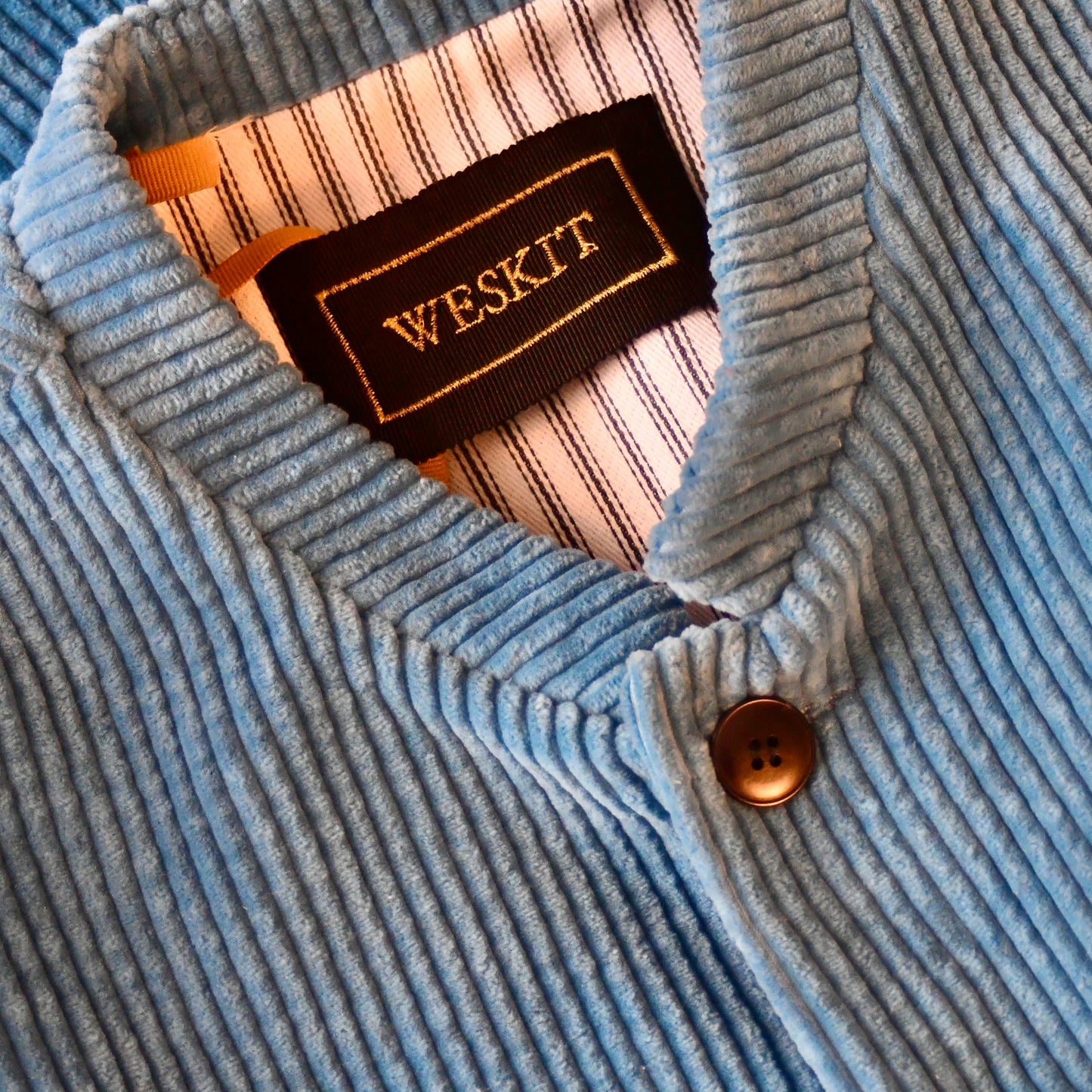 40" Tailored Cut Waistcoat in Light Blue Corduroy