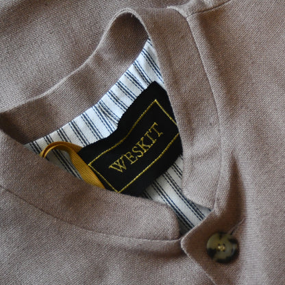 40" Tailored Cut Waistcoat in Mushroom Mid-Weight Irish Linen