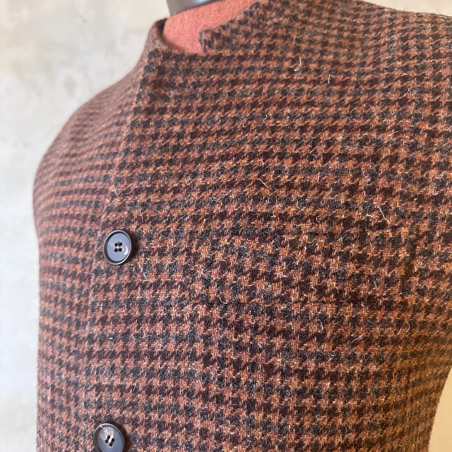 Tailored Cut Waistcoat in Copper Check Lovat Tweed
