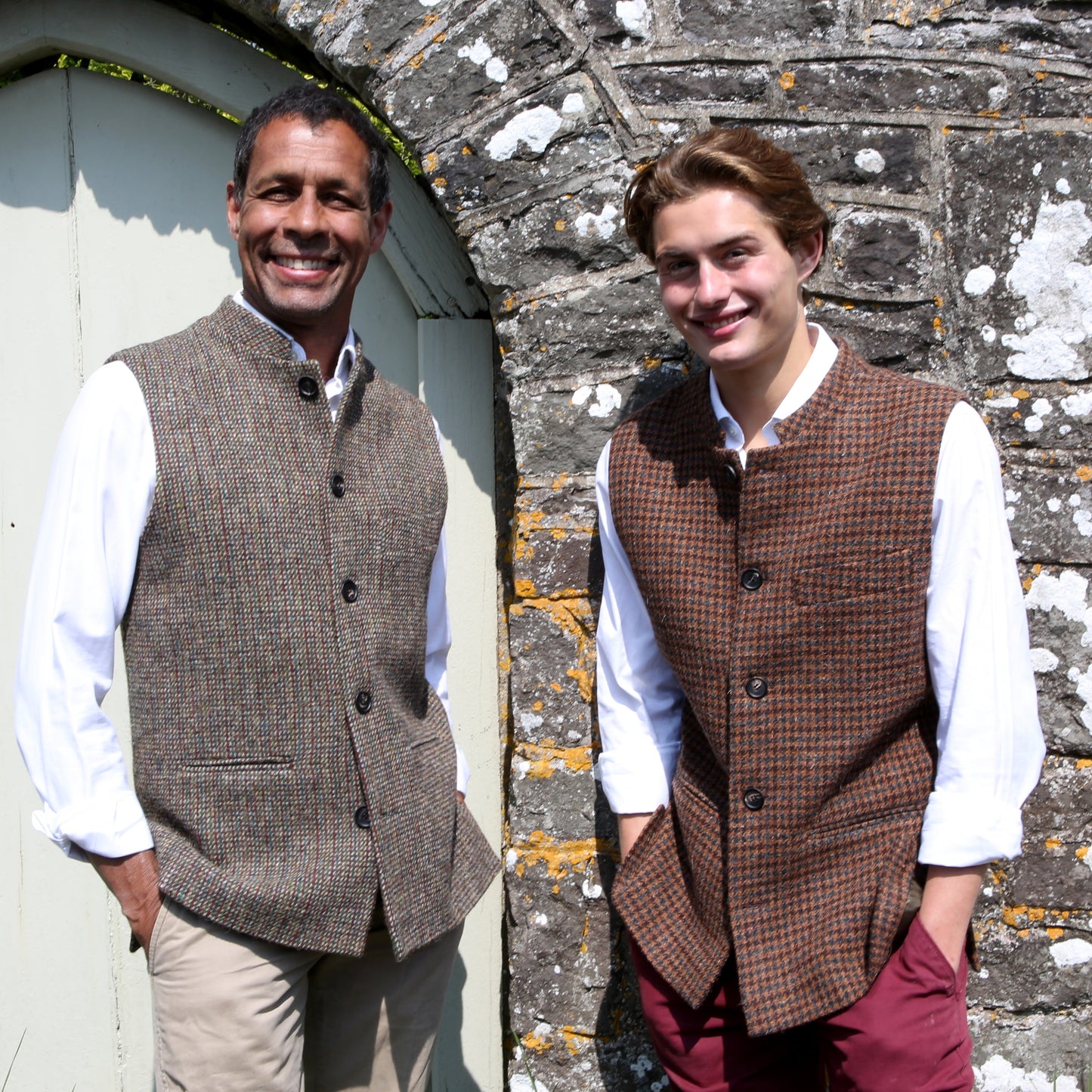 Tailored Cut Waistcoat in Copper Check Lovat Tweed