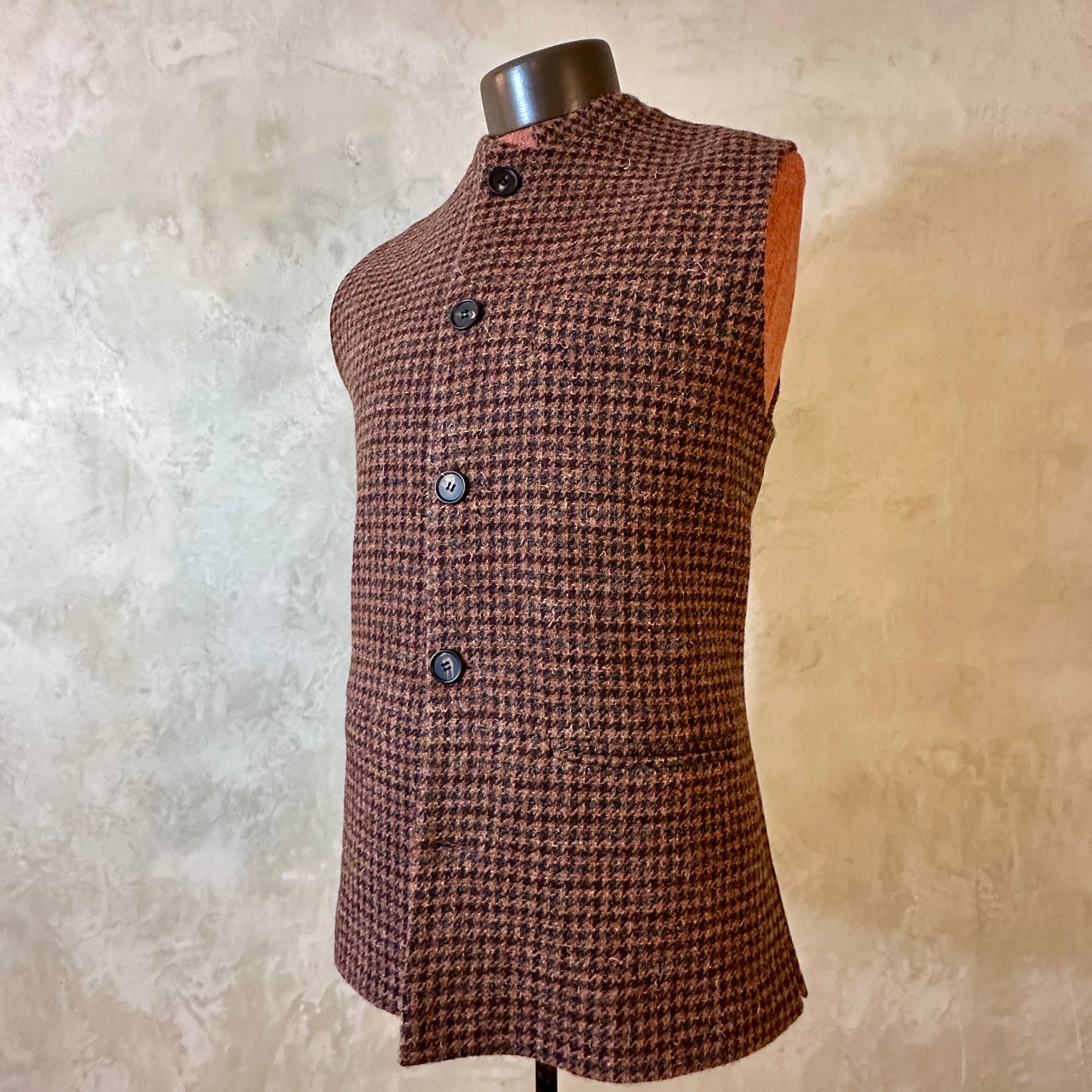 Tailored Cut Waistcoat in Copper Check Lovat Tweed