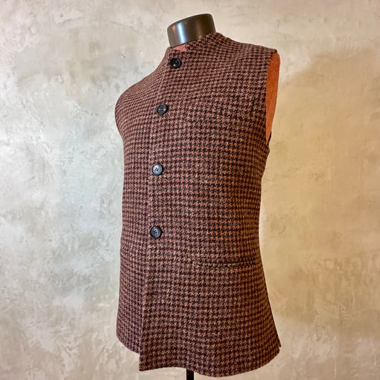 Tailored Cut Waistcoat in Copper Check Lovat Tweed