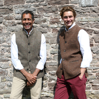 Tailored Cut Waistcoat in Copper Check Lovat Tweed