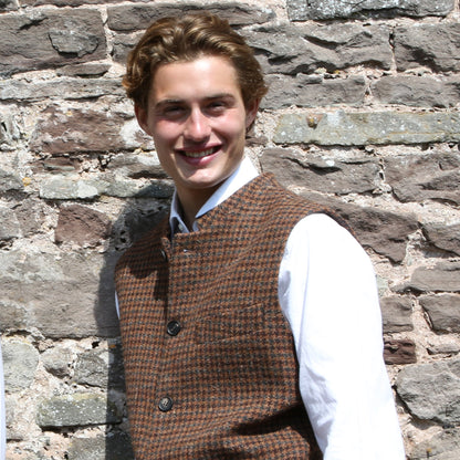 40" Tailored Cut Waistcoat in Copper Check Lovat Tweed