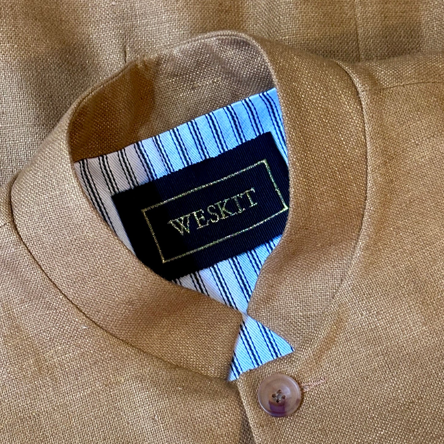 Tailored Cut Waistcoat in Darker Straw Silk Matka