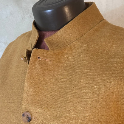 Tailored Cut Waistcoat in Darker Straw Silk Matka