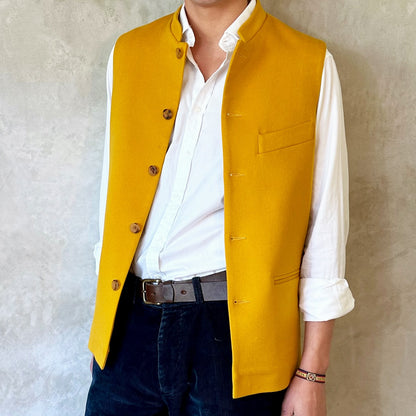 38" Classic Cut Waistcoat in Gold Merino Wool Doeskin