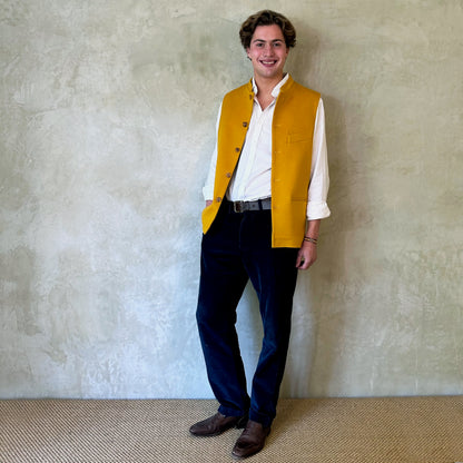 38" Classic Cut Waistcoat in Gold Merino Wool Doeskin