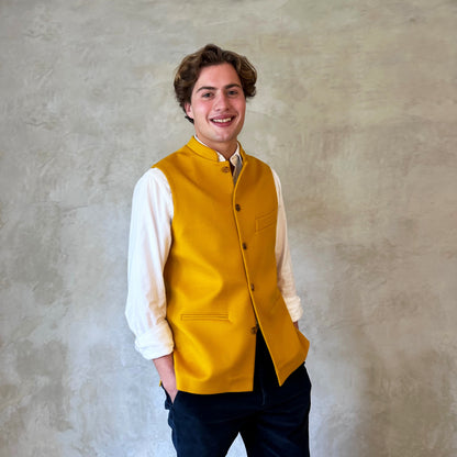 38" Classic Cut Waistcoat in Gold Merino Wool Doeskin