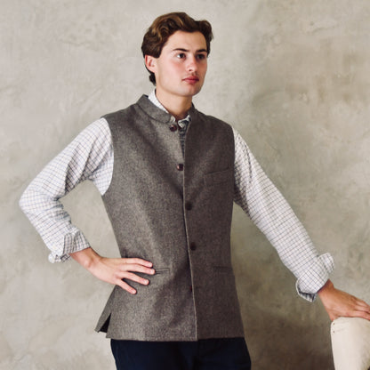 Classic Cut Fawn Herringbone Merino Flannel